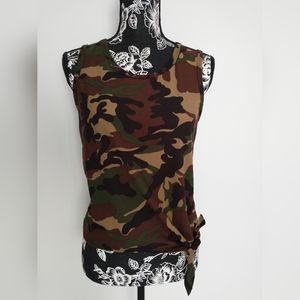 Pinc Camo Sleeveless Tie Top